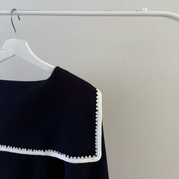 Sezane Naya Jumper Marine with Ecru Details - Picture 7 of 15